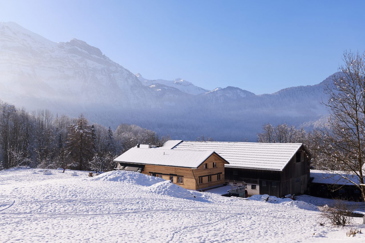 Bauernhof im Schnee, Bregenzerwald, Vorarlberg